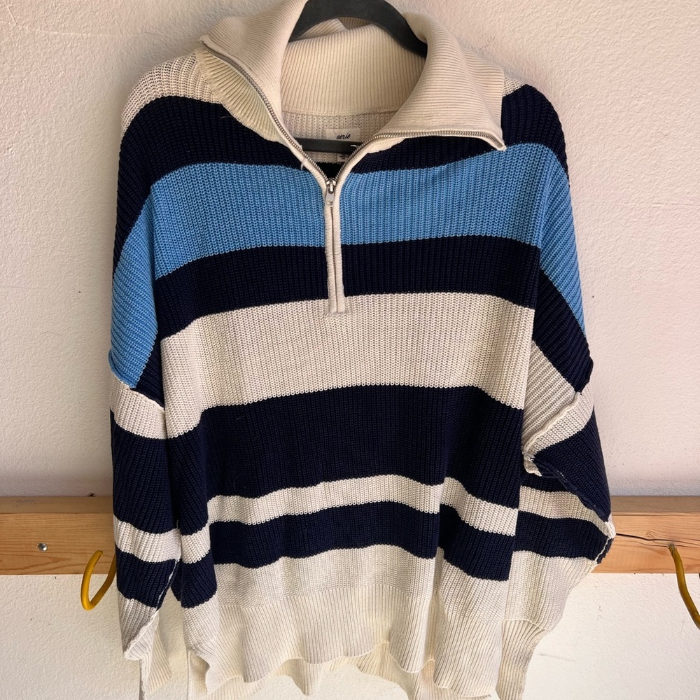 Aerie Striped Half-Zip Sweater